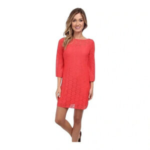 SOLD Lilly Pulitzer Topanga Lace Dress Coral Top Mini‎ Dress S